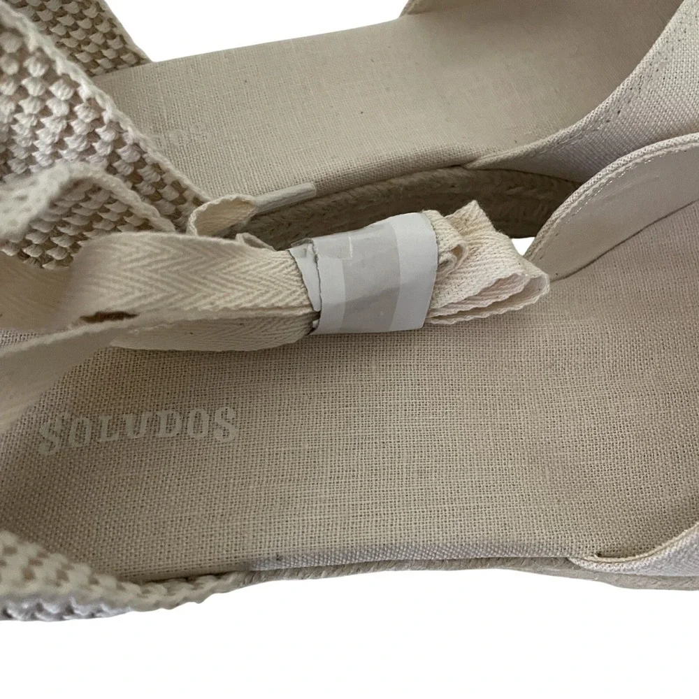 Soludos Marseille Wedge Espadrilles Womens 9.5 EU40 La Concha Ivory Linen Ankle
